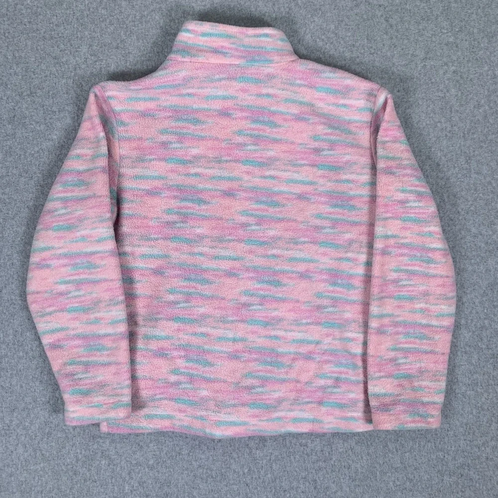 Eddie Bauer Fleece Jacket Kids XS 5/6 Pink Space Dye Full Zip Mock Neck